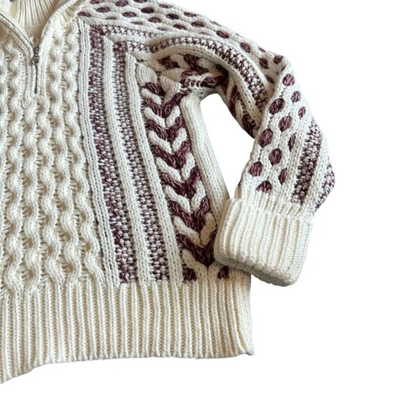 Cozy White and Brown Women's Sweater - Picture 4 of 12